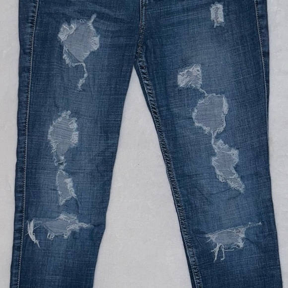 Hollister High-Rise Super Skinny Ripped and Distressed Blue Denim Jeans - Picture 4 of 11